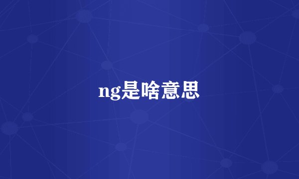 ng是啥意思