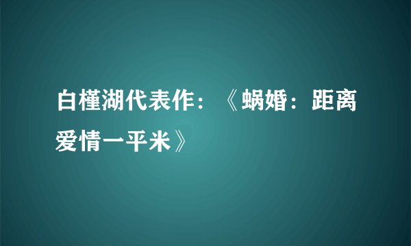 白槿湖代表作：《蜗婚：距离爱情一平米》