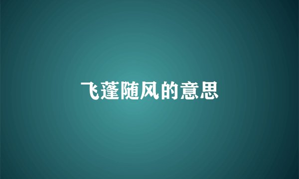 飞蓬随风的意思