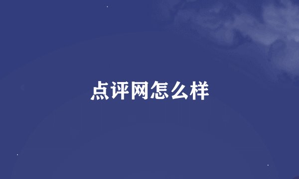 点评网怎么样