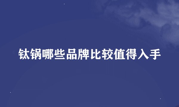 钛锅哪些品牌比较值得入手