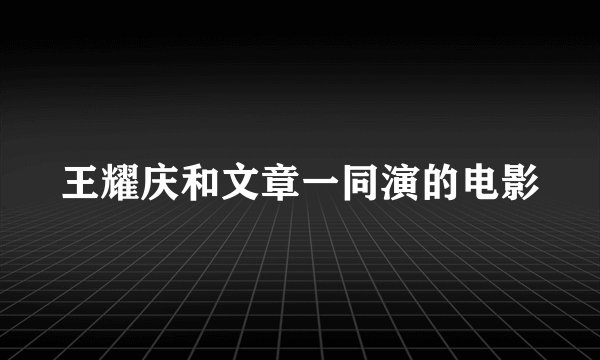 王耀庆和文章一同演的电影