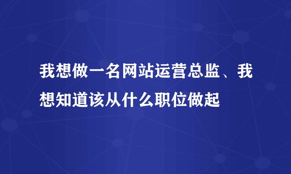 我想做一名网站运营总监、我想知道该从什么职位做起