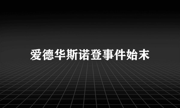 爱德华斯诺登事件始末