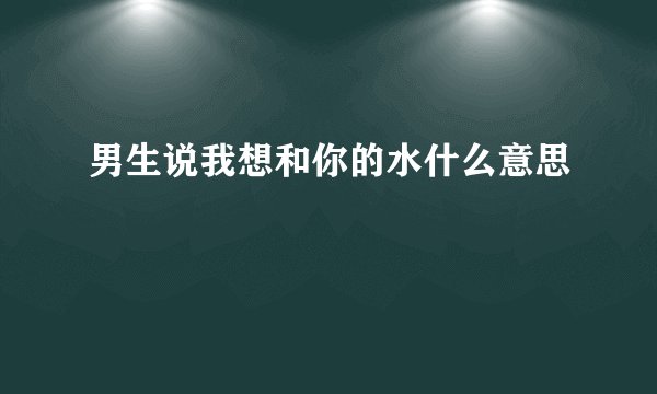 男生说我想和你的水什么意思