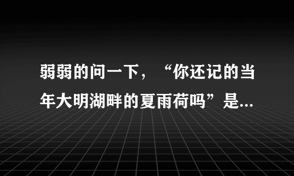 弱弱的问一下，“你还记的当年大明湖畔的夏雨荷吗”是什么意思？~~