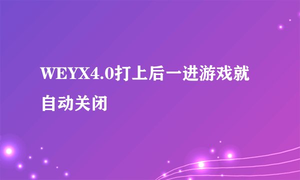 WEYX4.0打上后一进游戏就自动关闭