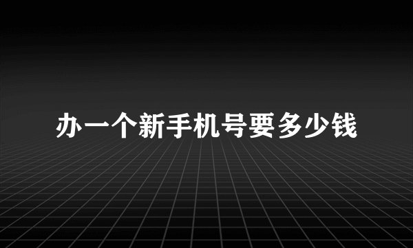 办一个新手机号要多少钱