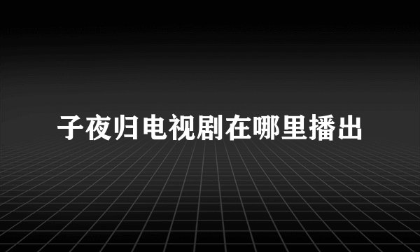 子夜归电视剧在哪里播出