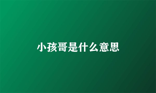 小孩哥是什么意思