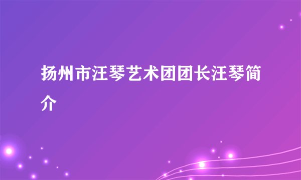 扬州市汪琴艺术团团长汪琴简介