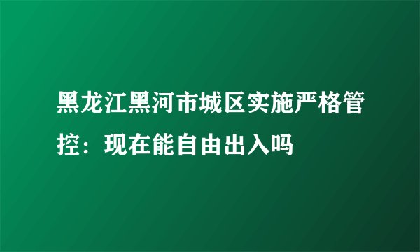黑龙江黑河市城区实施严格管控：现在能自由出入吗