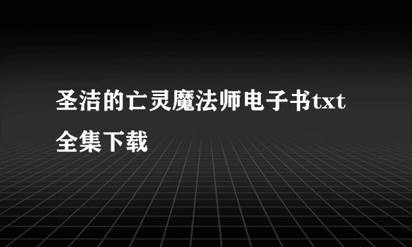 圣洁的亡灵魔法师电子书txt全集下载