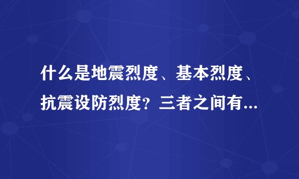 什么是地震烈度、基本烈度、抗震设防烈度？三者之间有何区别？