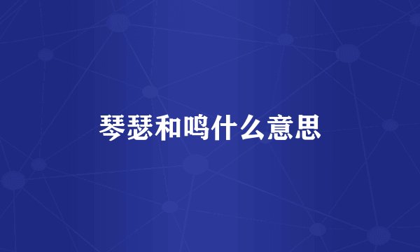 琴瑟和鸣什么意思