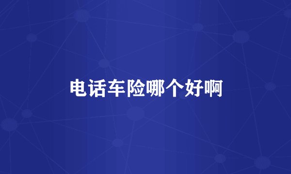 电话车险哪个好啊