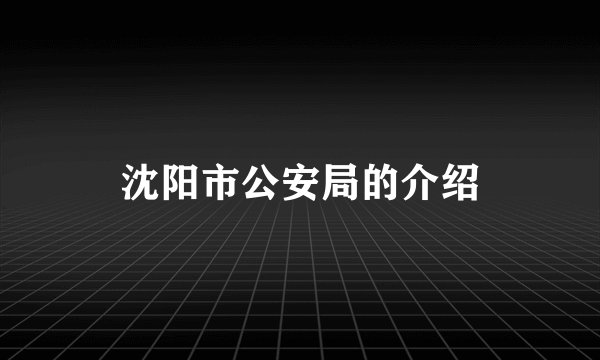 沈阳市公安局的介绍