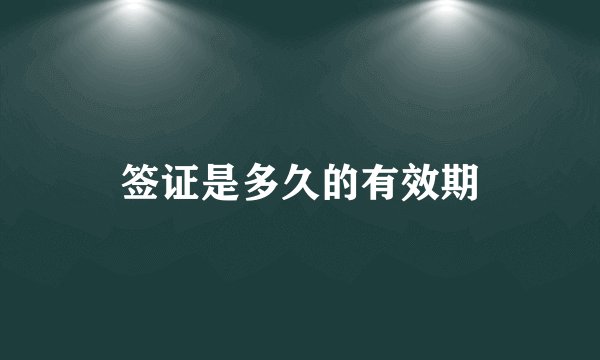 签证是多久的有效期