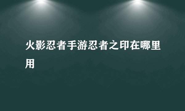 火影忍者手游忍者之印在哪里用