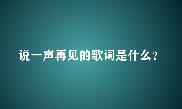 说一声再见的歌词是什么？