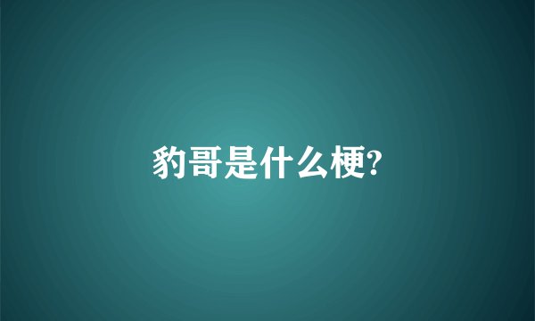 豹哥是什么梗?