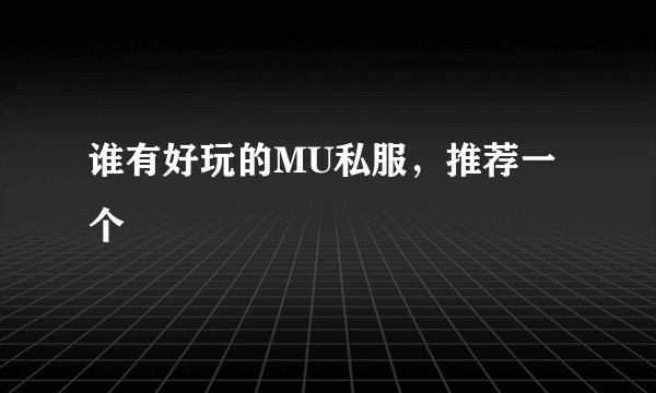 谁有好玩的MU私服，推荐一个