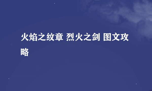 火焰之纹章 烈火之剑 图文攻略