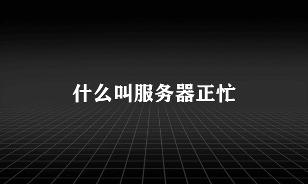 什么叫服务器正忙