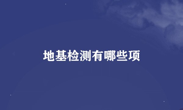 地基检测有哪些项
