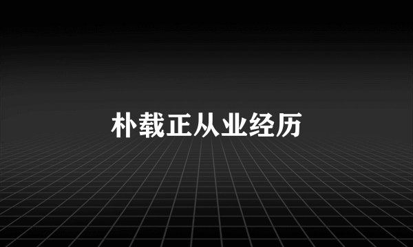 朴载正从业经历