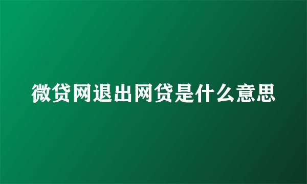 微贷网退出网贷是什么意思