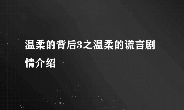 温柔的背后3之温柔的谎言剧情介绍