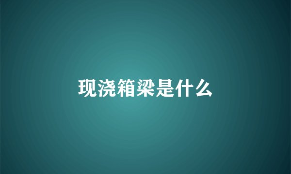 现浇箱梁是什么