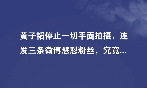 黄子韬停止一切平面拍摄，连发三条微博怒怼粉丝，究竟是为何？