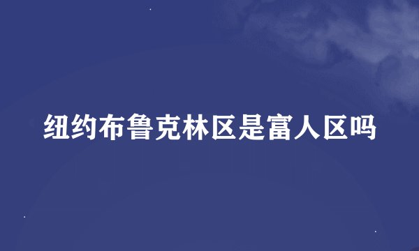 纽约布鲁克林区是富人区吗