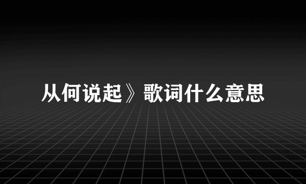 从何说起》歌词什么意思