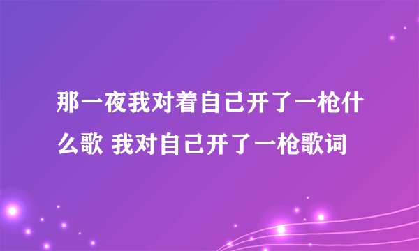 那一夜我对着自己开了一枪什么歌 我对自己开了一枪歌词