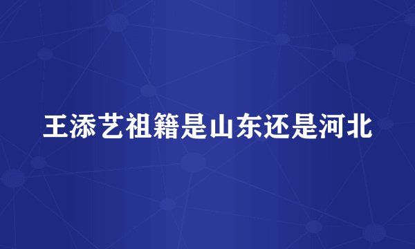 王添艺祖籍是山东还是河北