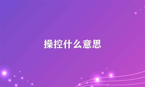 操控什么意思