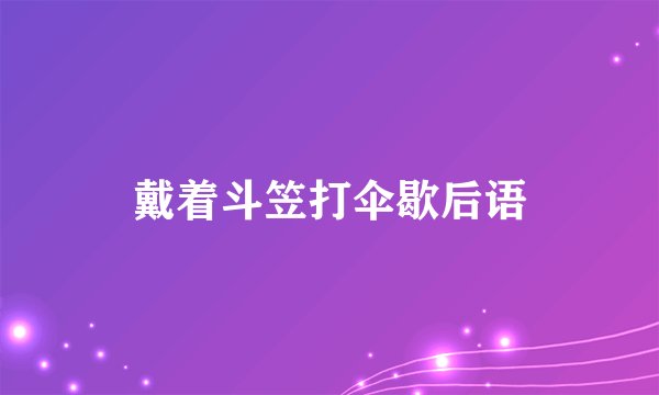 戴着斗笠打伞歇后语