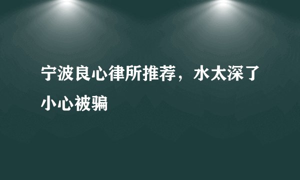 宁波良心律所推荐，水太深了小心被骗