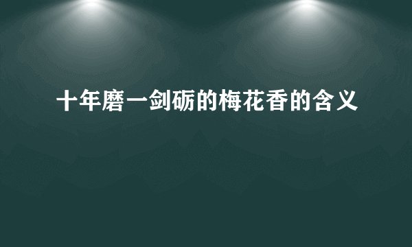 十年磨一剑砺的梅花香的含义