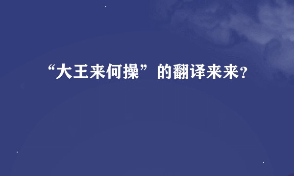 “大王来何操”的翻译来来？