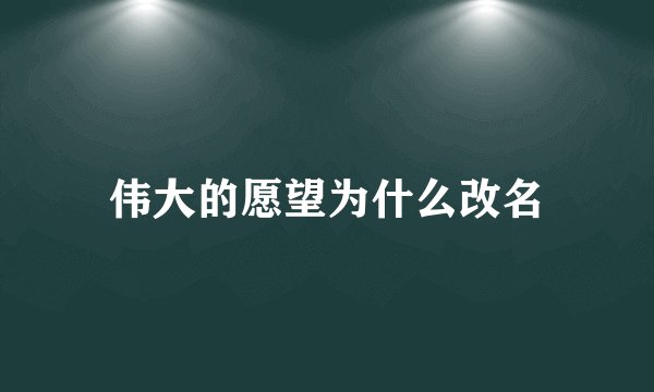 伟大的愿望为什么改名