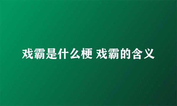 戏霸是什么梗 戏霸的含义