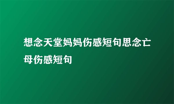 想念天堂妈妈伤感短句思念亡母伤感短句