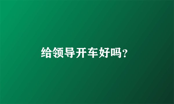 给领导开车好吗？