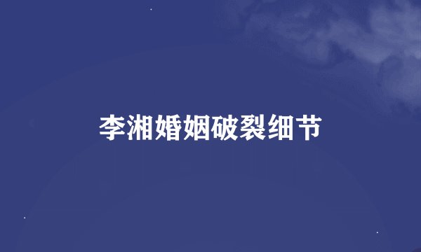 李湘婚姻破裂细节