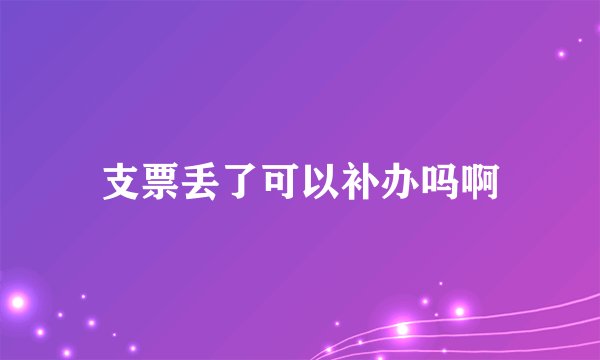 支票丢了可以补办吗啊