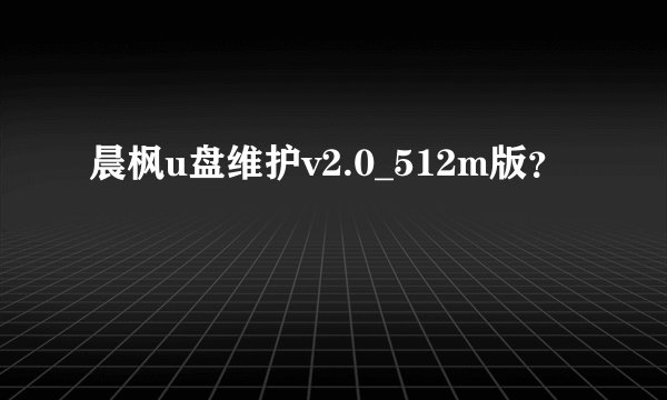 晨枫u盘维护v2.0_512m版?